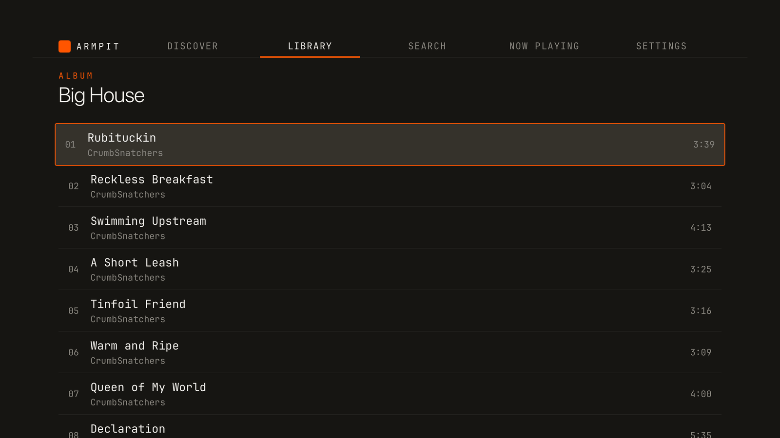 Armpit on Apple TV: album track list