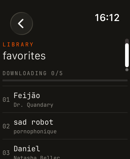 Armpit on Apple Watch: a playlist downloading for offline playback